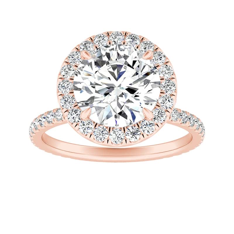 Auriya 14k Gold 2 1/2ctw Moissanite Halo Diamond Engagement Ring 5/8ct TDW - Rose - 7.5