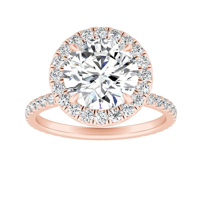Auriya 14k Gold 2ctw Moissanite Halo Diamond Engagement Ring 5/8ct TDW - Rose - 6.5