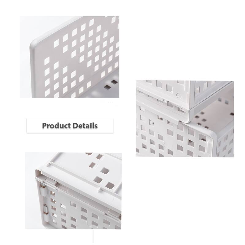 HANAMYA Folding and Stackable Storage Shelf, Set of 4