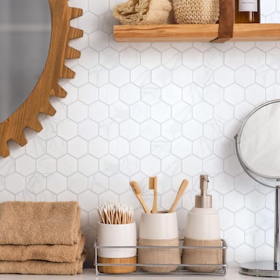 Merola Tile Carrione 2" Hex Matte Carrara 11-1/8" x 12-5/8" Porcelain Floor and Wall Tile