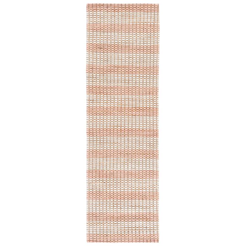 Martha Stewart by SAFAVIEH Handmade Halldis Jute Rug - 2'3" x 8' Runner - Natural/Blush