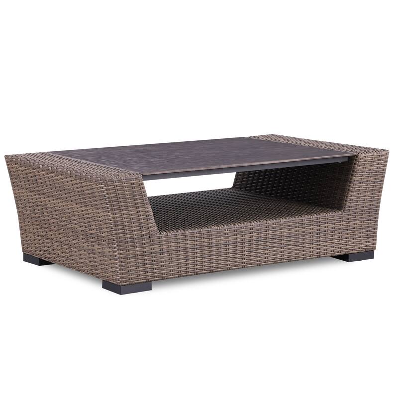 3-Piece Manhattan Rustic Wicker Seating Set with Tempered Glass