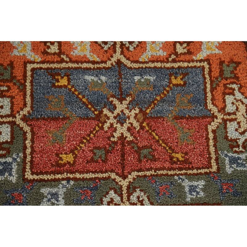Elephant Feet Heriz Serapi Indian Area Rug Hand-Knotted Wool Carpet - 7'9" x 9'11"