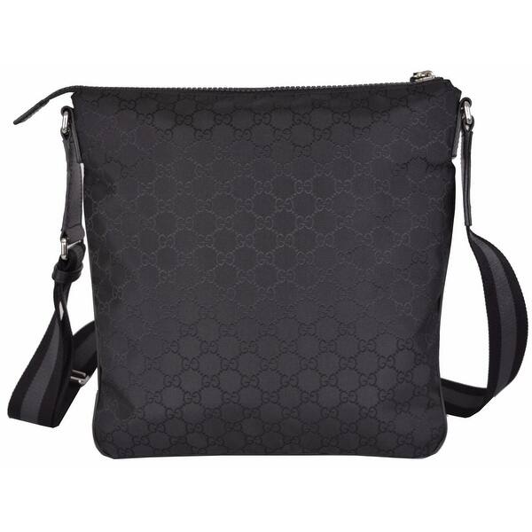 Shop Gucci 449185 Black Gg Guccissima Web Trim Crossbody Messenger