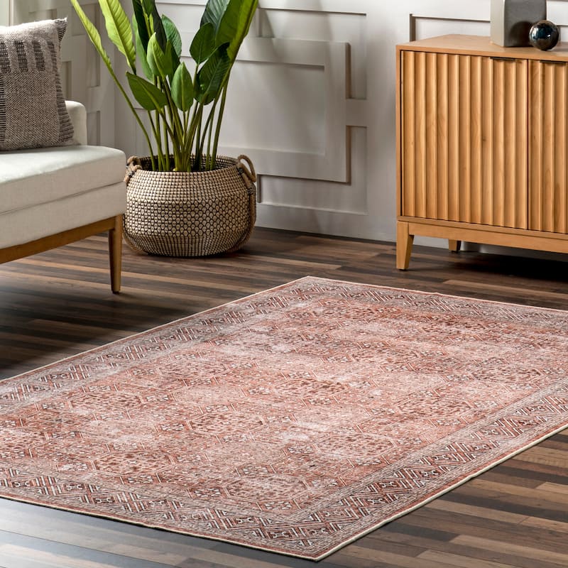 Nuloom Xenia Faded Transitional SplashGuard Machine Washable Area Rug