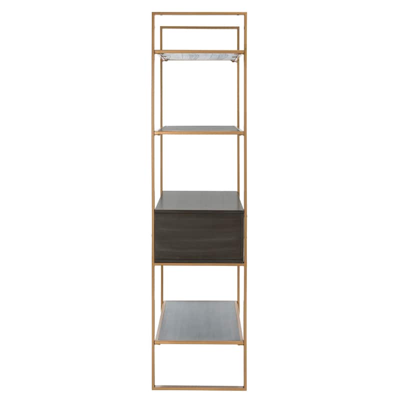 SAFAVIEH Edrie 4-Tier 1 Drawer Etagere Metal - 32" x 18" x 72" - 32Wx18Dx72H