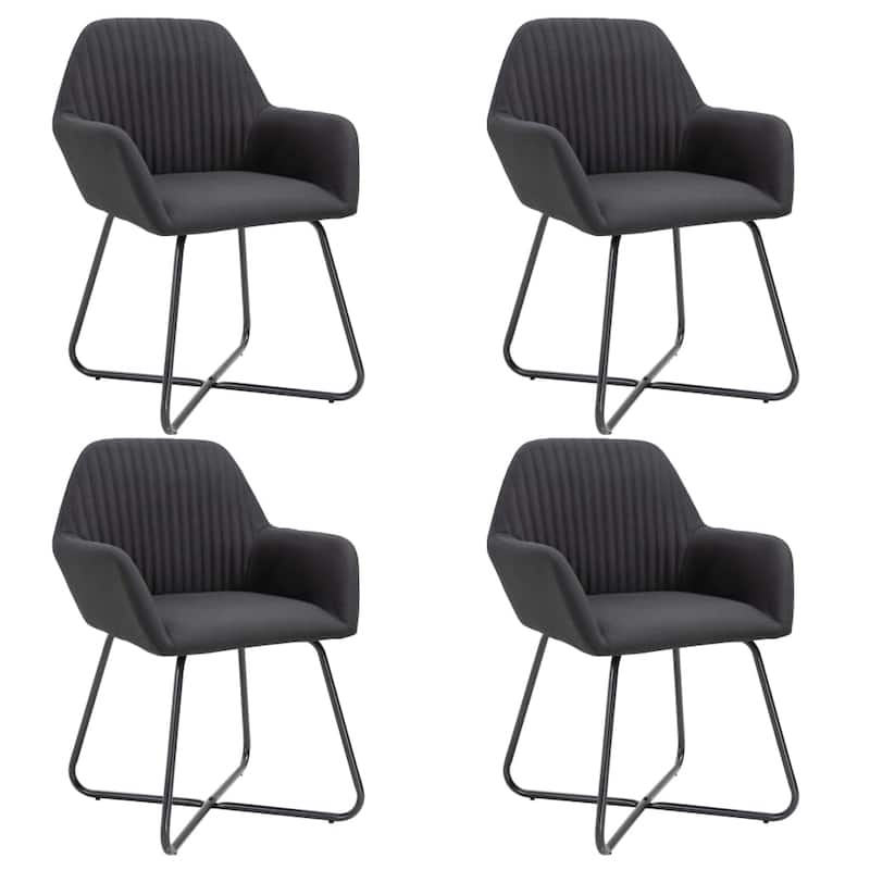 vidaXL Dining Chairs 4 pcs Black Fabric