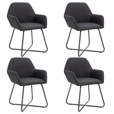 vidaXL Dining Chairs 4 pcs Black Fabric
