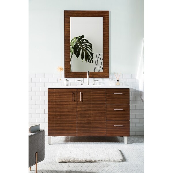Metropolitan 48" Single Vanity, American Walnut. Opens flyout.