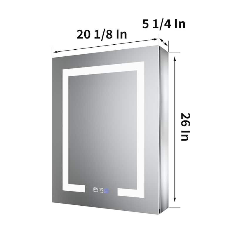 ExBrite LED Lighted Bathroom Medicine Cabinet with Mirror,Recessed or Surface Mount, Defog
