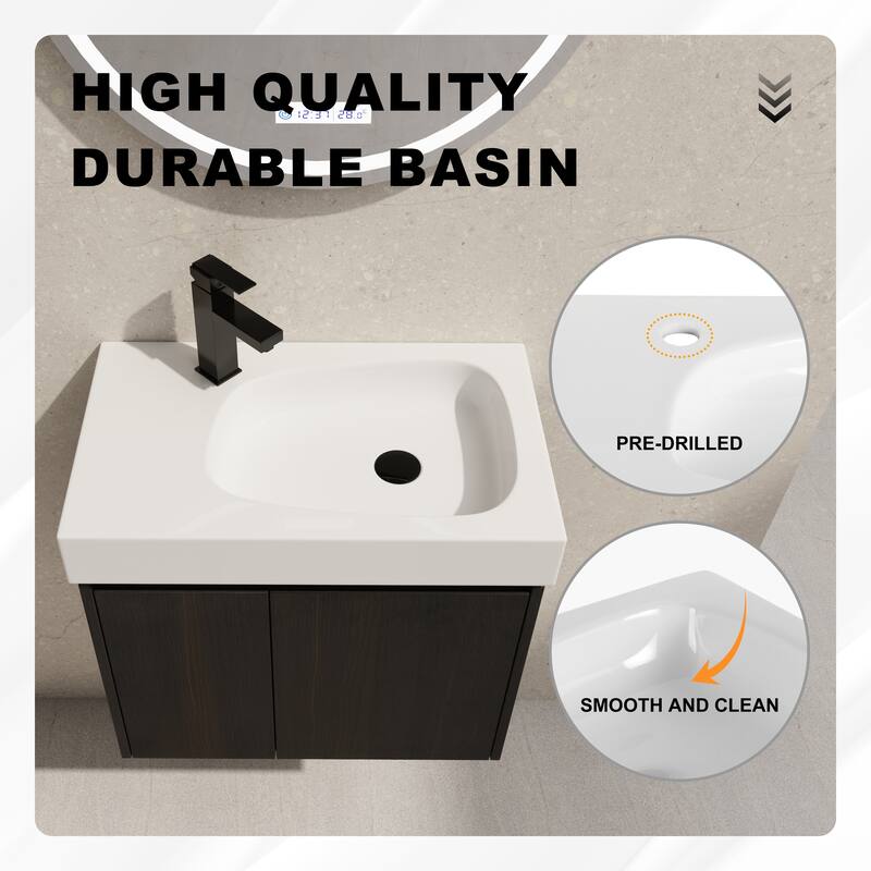Beingnext 16''/20''/24"/30"/36" Bathroom Vanity with Sink, Floating Bathroom Vanity with Soft Close Door