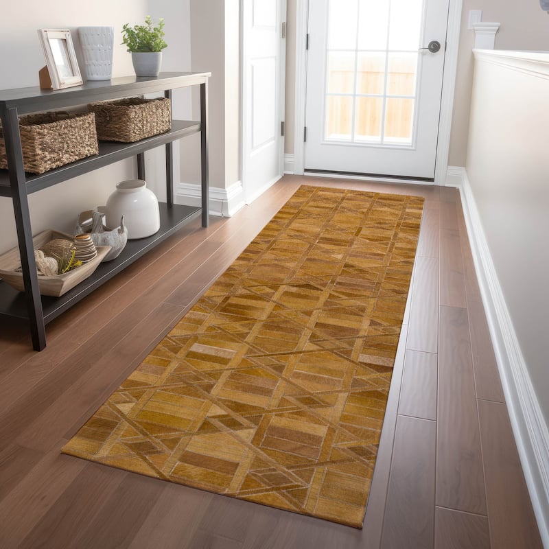 Premium Washable Super Soft Faux Geo Cowhide Mayfield Rug - Brown - 2' 3" x 7' 6" - Runner
