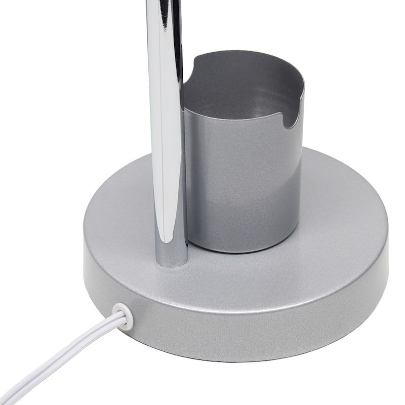 Adjustable Metal Desk Lamp with Organizer Base and Chrome Gooseneck Arm Modern Task Lighting Multiple Colors