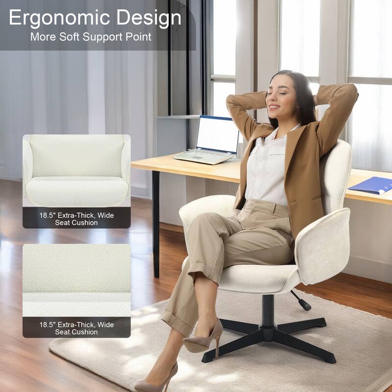 Homy Casa Modern Upholstered Office Chair, High Back Desk Chair with Armrests, Adjustable Height, Metal Base