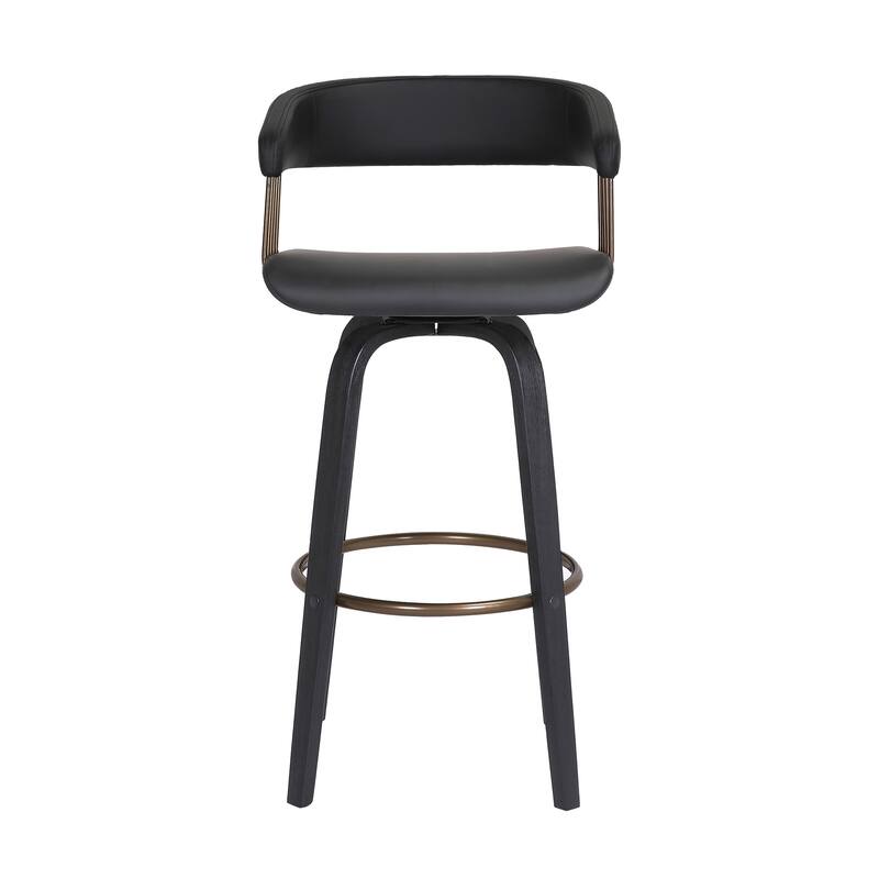 Topanga Modern Swivel Bar Stool, Upholstered Counter Height Chair with Bentwood Legs