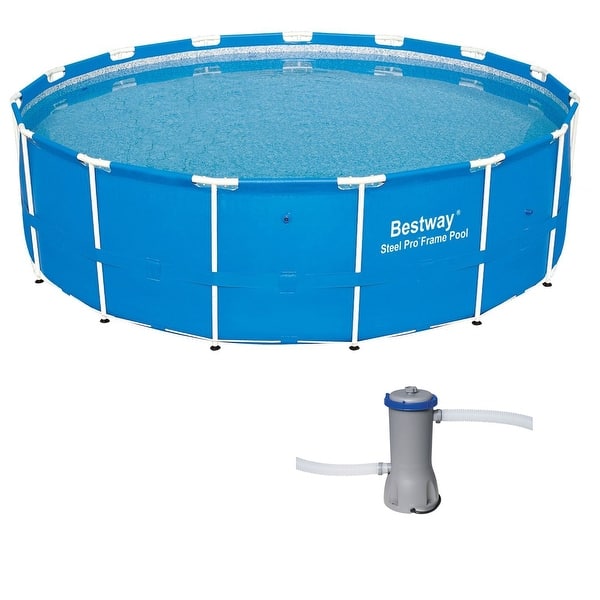slide 2 of 8, Bestway 15ft x 48in Steel Pro Frame Above Ground Pool w/Cartridge Filter Pump - 99
