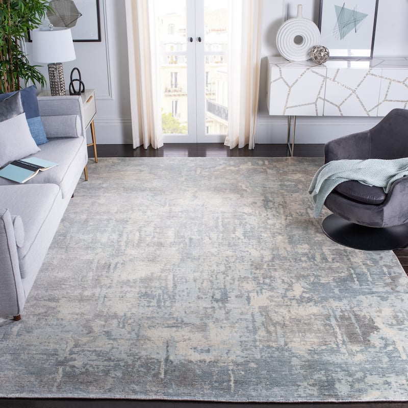 SAFAVIEH Handmade Mirage Erasma Modern Abstract Viscose Rug - 6' x 9' - Turquoise/Grey