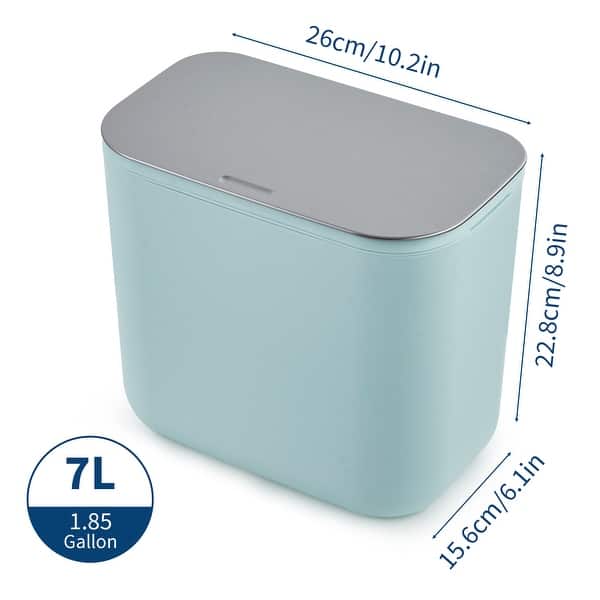 dimension image slide 3 of 6, 1.9 Gal/2.4 Gal Kitchen Compost Bin, Small Hanging Trash Can with Stainless Steel Lid