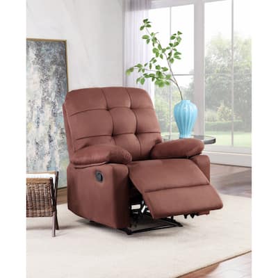 Contemporary Chocolate Color Plush Microfiber Motion Recliner Chair 1pc Couch Manual Motion Plush Armrest Tufted Back