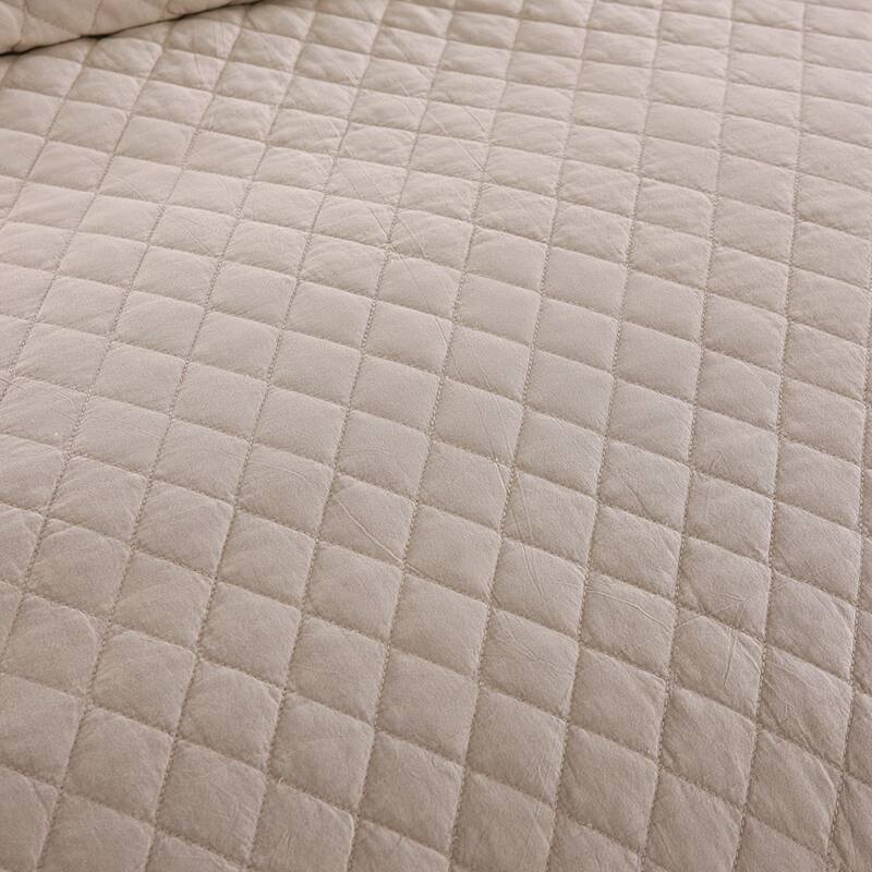 3 Piece Ruffle Quilt Set - Cream - King
