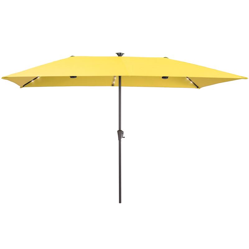 BONOSUKI 10 x 6.5Ft Solar-powered Double-Sided Patio Umbrella with Large Canopy Outdoor Table Umbrella, Anthracite Gray