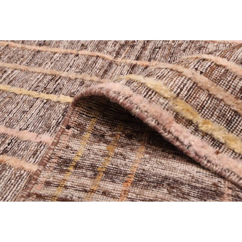 ECARPETGALLERY Hand-knotted Pak Finest Marrakesh Dark Brown Wool Rug - 8'10 x 12'1