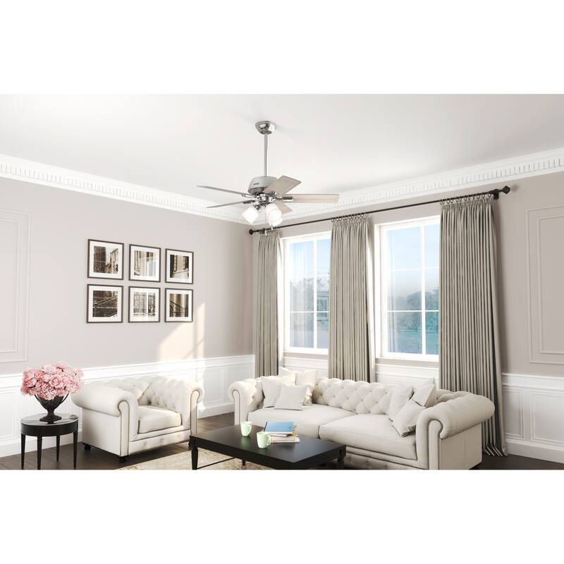 Hunter 44" Crystal Peak Ceiling Fan with LED Light Kit and Pull Chain, Casual, Transitional