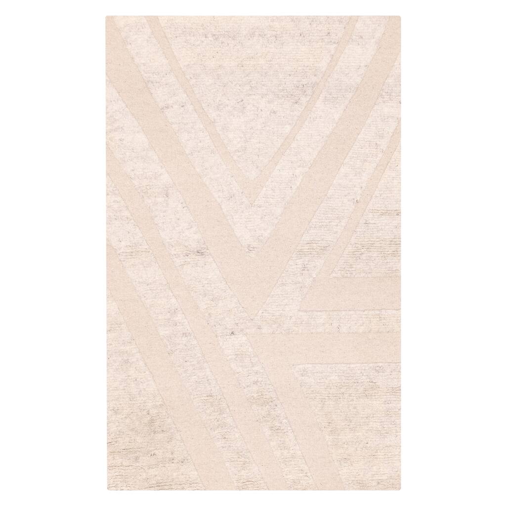 ECARPETGALLERY Hand-knotted Tangier Light Grey Wool Rug - 4'11 x 8'0