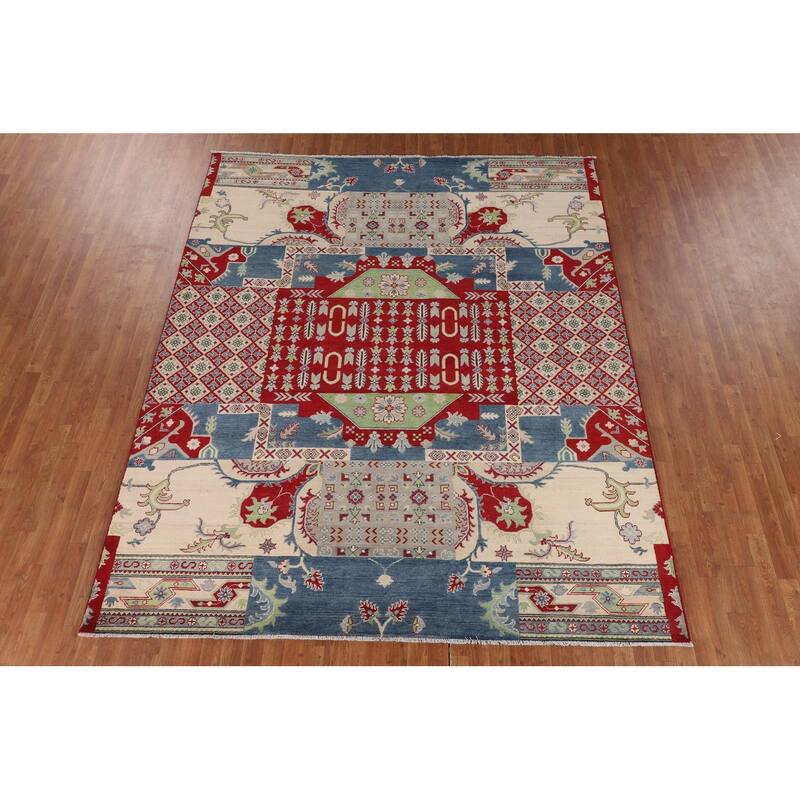 Traditional Kazak Oriental Area Rug Hand-Knotted Wool Carpet - 8'3" x 9'11"