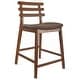 preview thumbnail 5 of 17, Set of 2 Counter Stools Open Back Medium Dark Wood Cushion Tall Chairs For Restaurant Bar Home