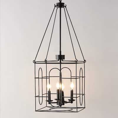 SAFAVIEH Chandelier Collection Flatbush 14" Modern & Contemporary Chandelier (4-bulb) - 14" W x 14" D x 98" H
