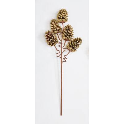 39" Christmas Gold Pine Cone Spray with 5" Pine Cones, Set of 3 - 39