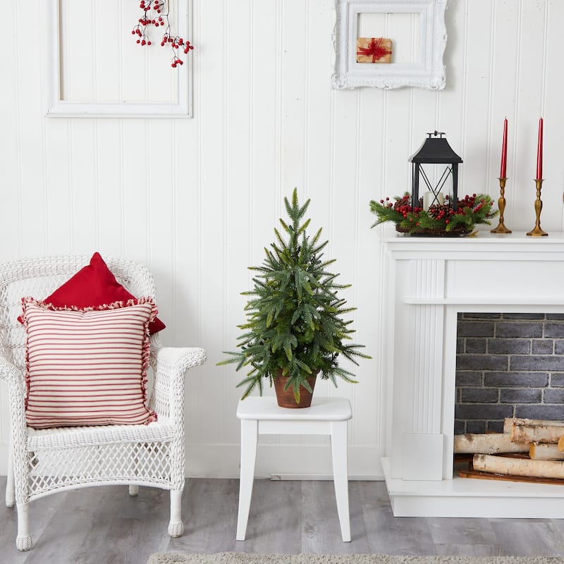 2.5ft. Artificial Christmas Tree with Planter & Clear Lights - Petite Holiday X-Mas Accent