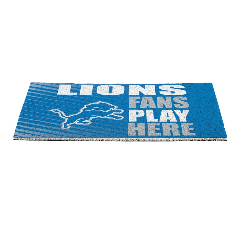 28 in. x 16 in. Detroit Lions "Fans Play Here" PVC Door Mat