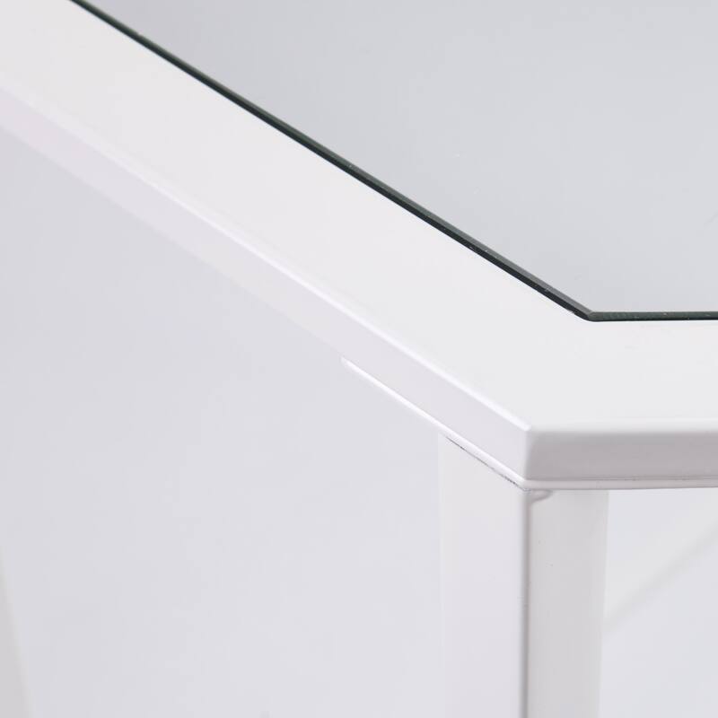 SEI Furniture Kemble Metal/Glass Corner Desk