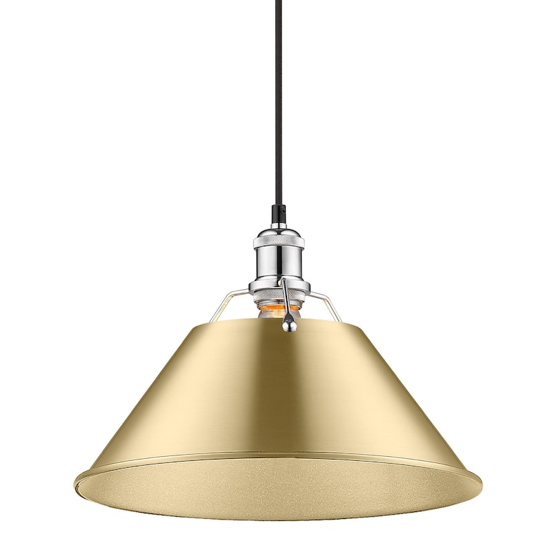Yep by Golden Lighting Orwell 1-light 14in Pendant in Chrome and Brushed Champagne Brass shade - Silver