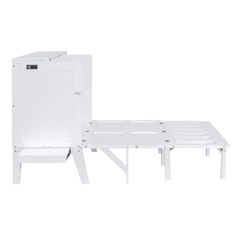 Full Size Murphy Bed Chest with Desk, USB Port