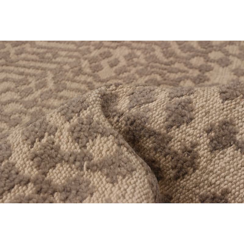 ECARPETGALLERY Hand-knotted Tangier Taupe Wool Rug - 7'10 x 9'7