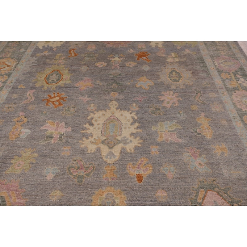 Floral Oushak Vegetable Dye Area Rug Handmade Wool Carpet - 8'4" x 9'9"
