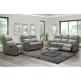 Shop Abbyson Jackson Top Grain Leather Manual Reclining Sofa Set Overstock 31294091 Grey