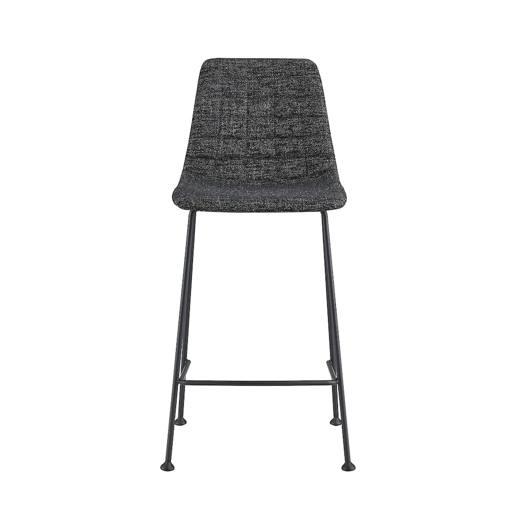 Elma Counter Stool In Black Fabric with Matte Black Frame and Legs - Set of 2