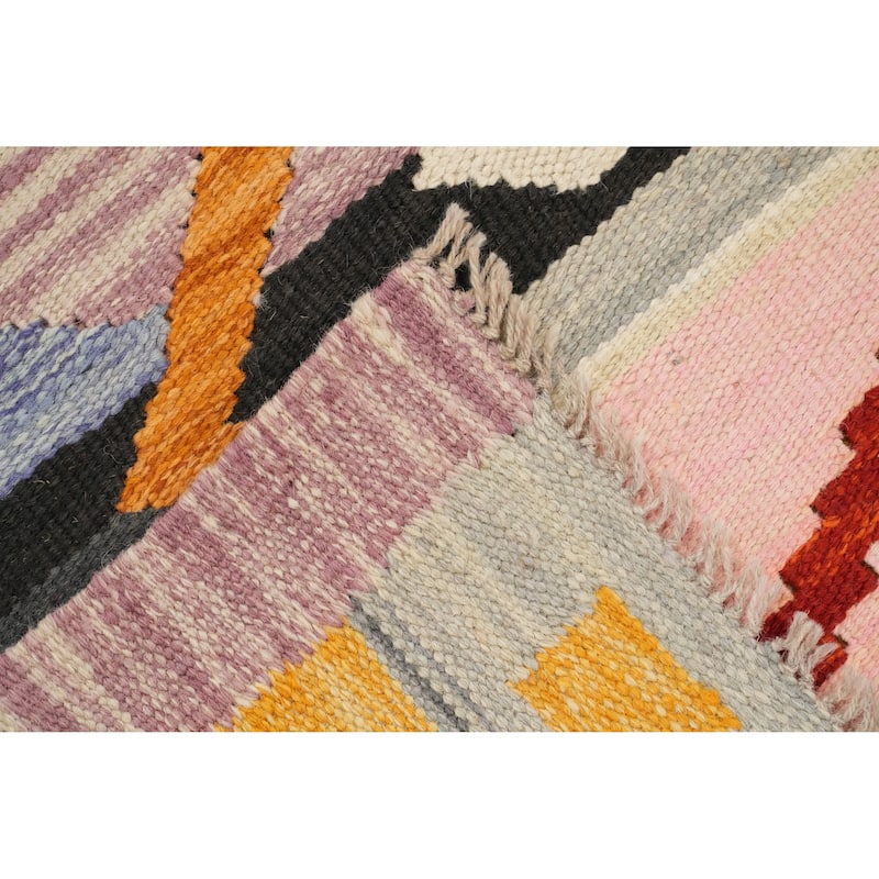 Hand Woven Oriental 100% Wool Carpet Southwestern Tribal Multi-Colored Kilim Area Rug - 8' 10'' X 5' 10''