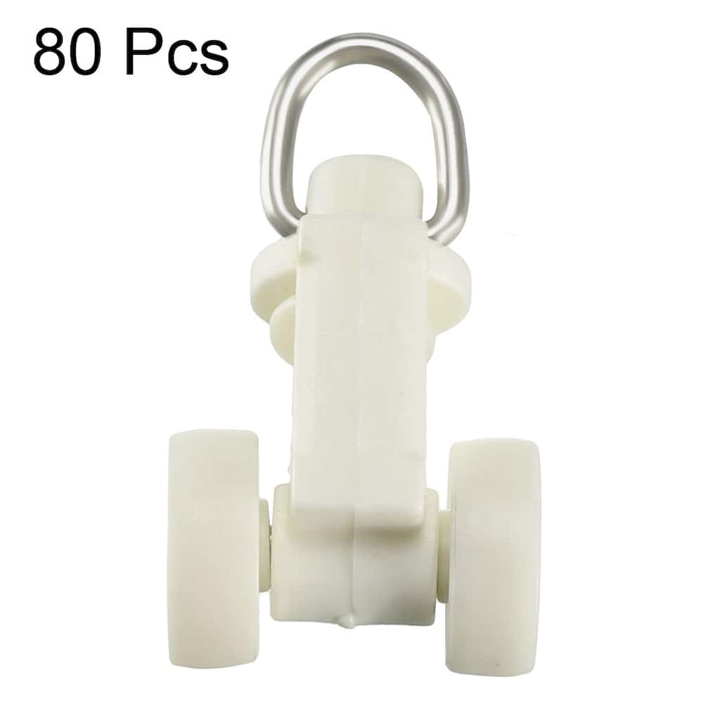 Curtain Track Rollers Plastic Twin Wheeled Carriers 10mm Dia 80 Pcs - White