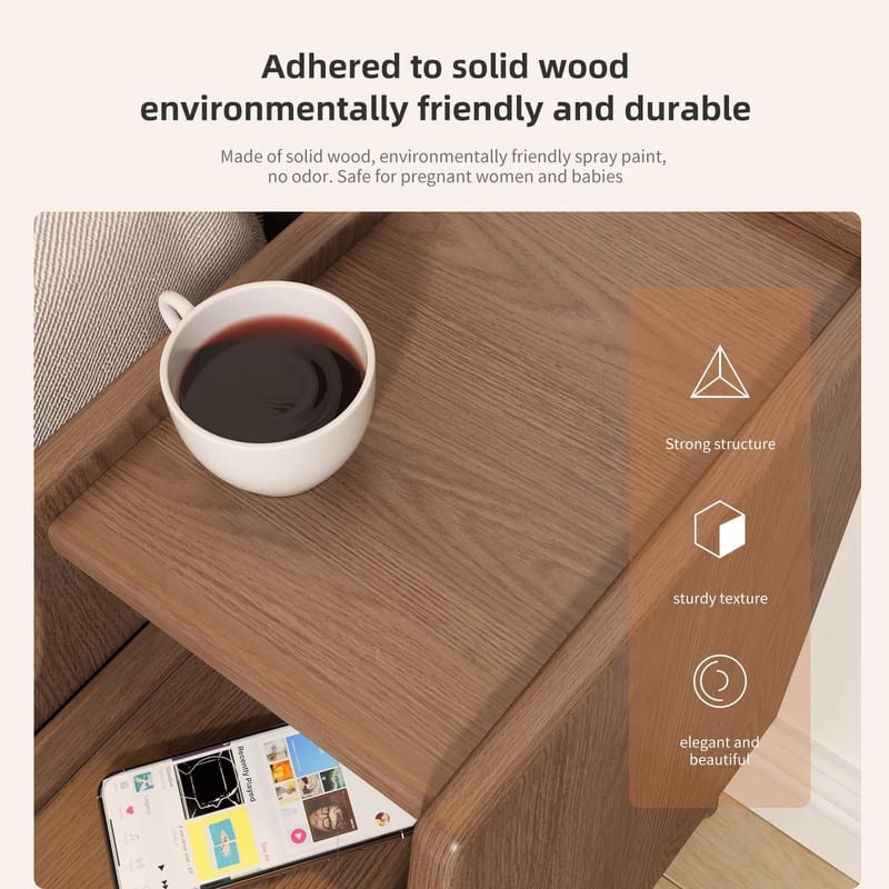 Solid Wood Nightstand with Drawers