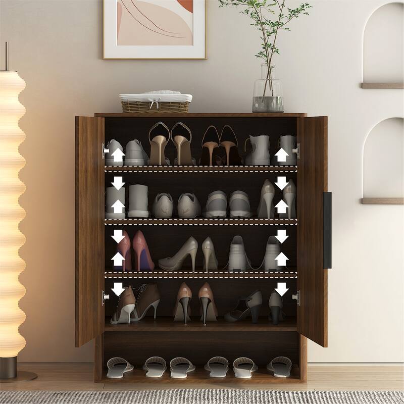 Roomfitters Shoe Storage Cabinet, Modern Entryway Organizer with Adjustable Shelves, Space Saving Furniture