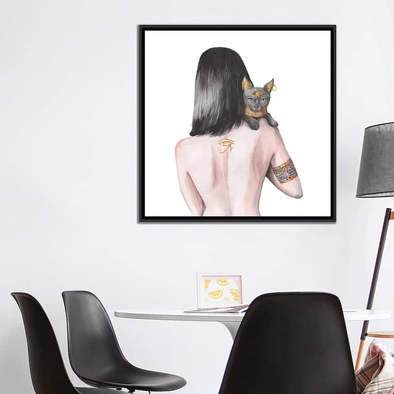 iCanvas "Egyptian Goddess Nefertiti And The Cat Bastet" by Yana Anikina Framed Canvas Print