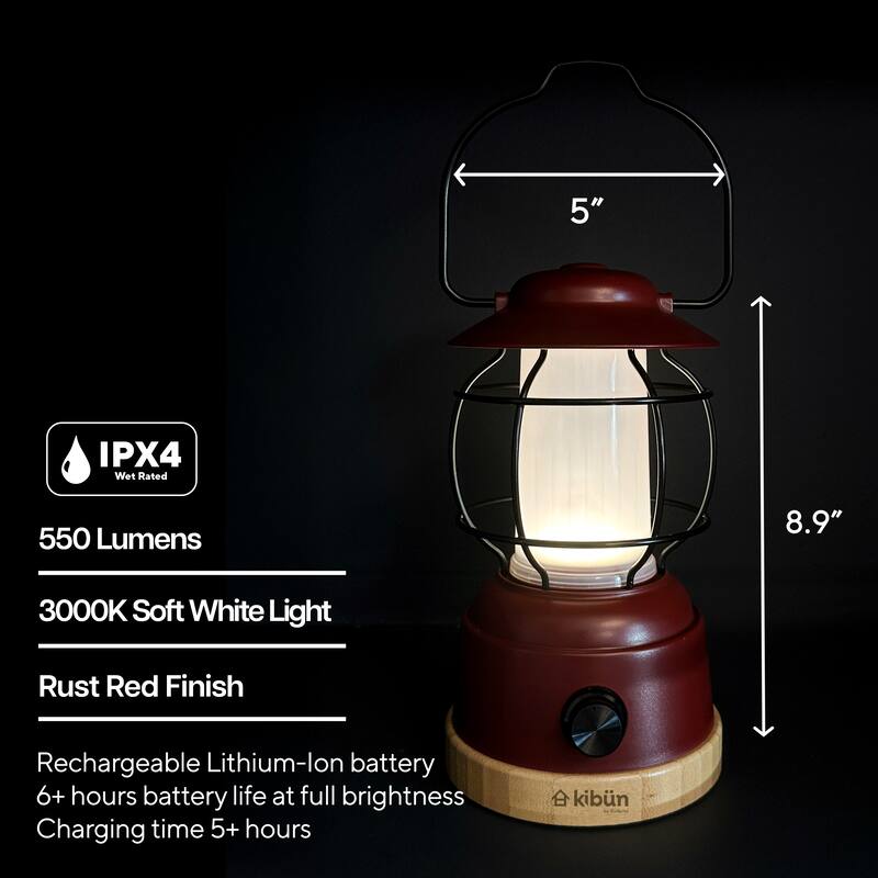 Kibun by Bulbrite S'mores Cordless LED Outdoor Table Lamp + Dimmer Built-in Rechargeable Battery 3-Level Brightness + Power Bank