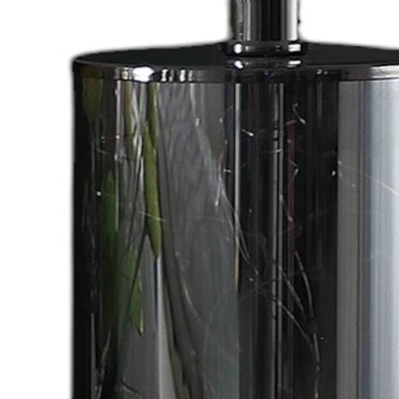HomeRoots 21" Glass LED Cylinder Table Lamp with Nightlight and White Drum Shade - 13 x 13 x 21.25