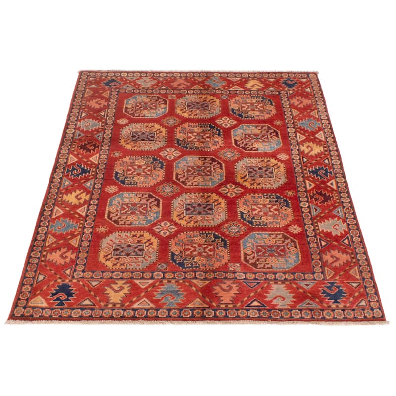 ECARPETGALLERY Hand-knotted Uzbek Ghazni Red Wool Rug - 4'10 x 6'5