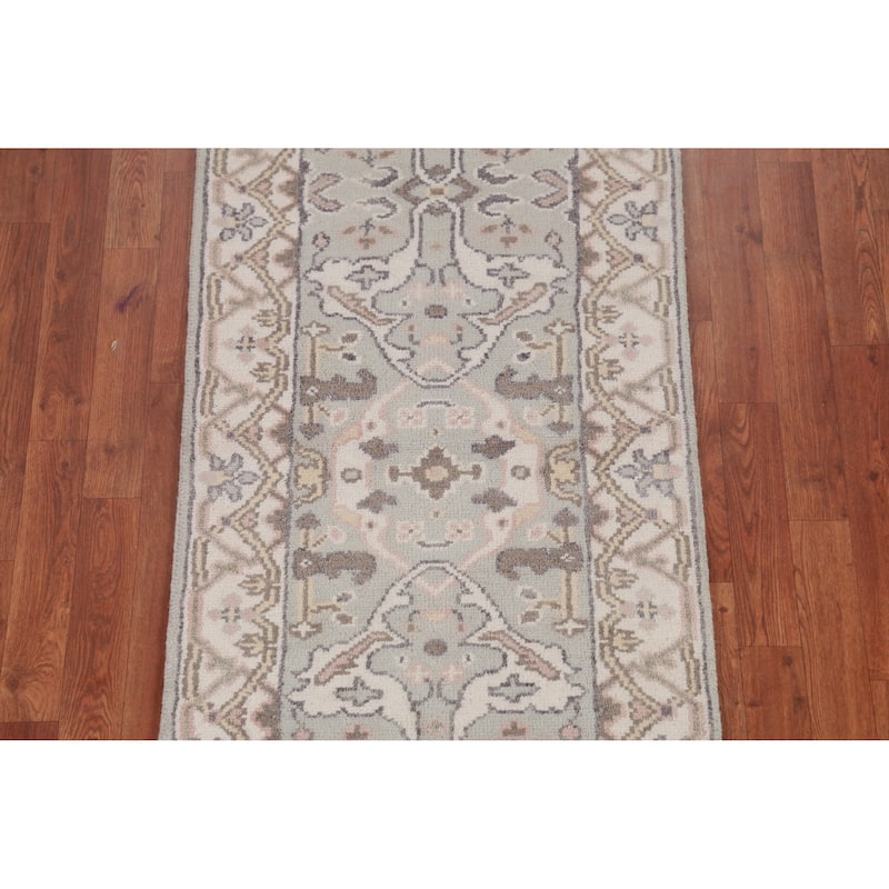 Transitional Oushak Runner Rug Hand-Knotted Wool Carpet - 2'5" x 8'1"
